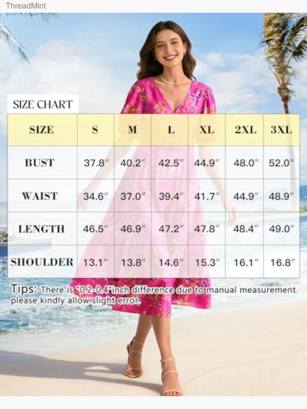 V Neck Short Sleeve Midi Dress with Pockets Floral A-Line Summer - Picture 4 of 7